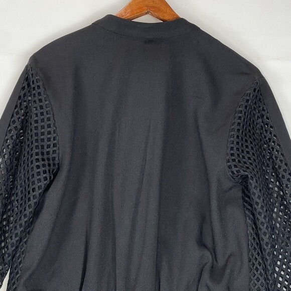 Women’s Small Black Mesh Lined Bomber Jacket Full Zip Long Sleeve - Picture 5 of 11